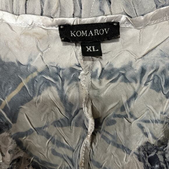 Komarov Sleeveless Dress Womens XL Black Silver Charmeuse Chiffon Fit‎ Flare - Picture 4 of 8